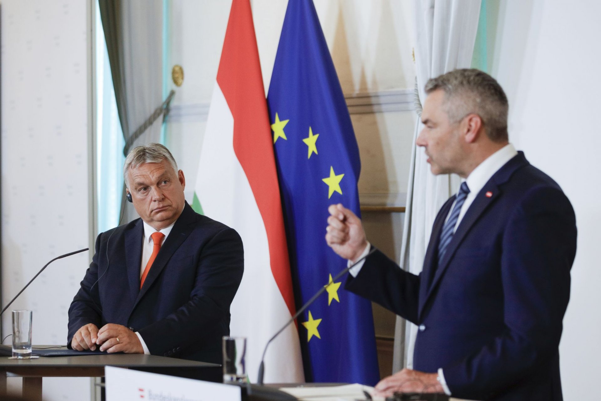 Канцлерът Карл Нехамер и премиерът на Унгария Виктор Орбан
