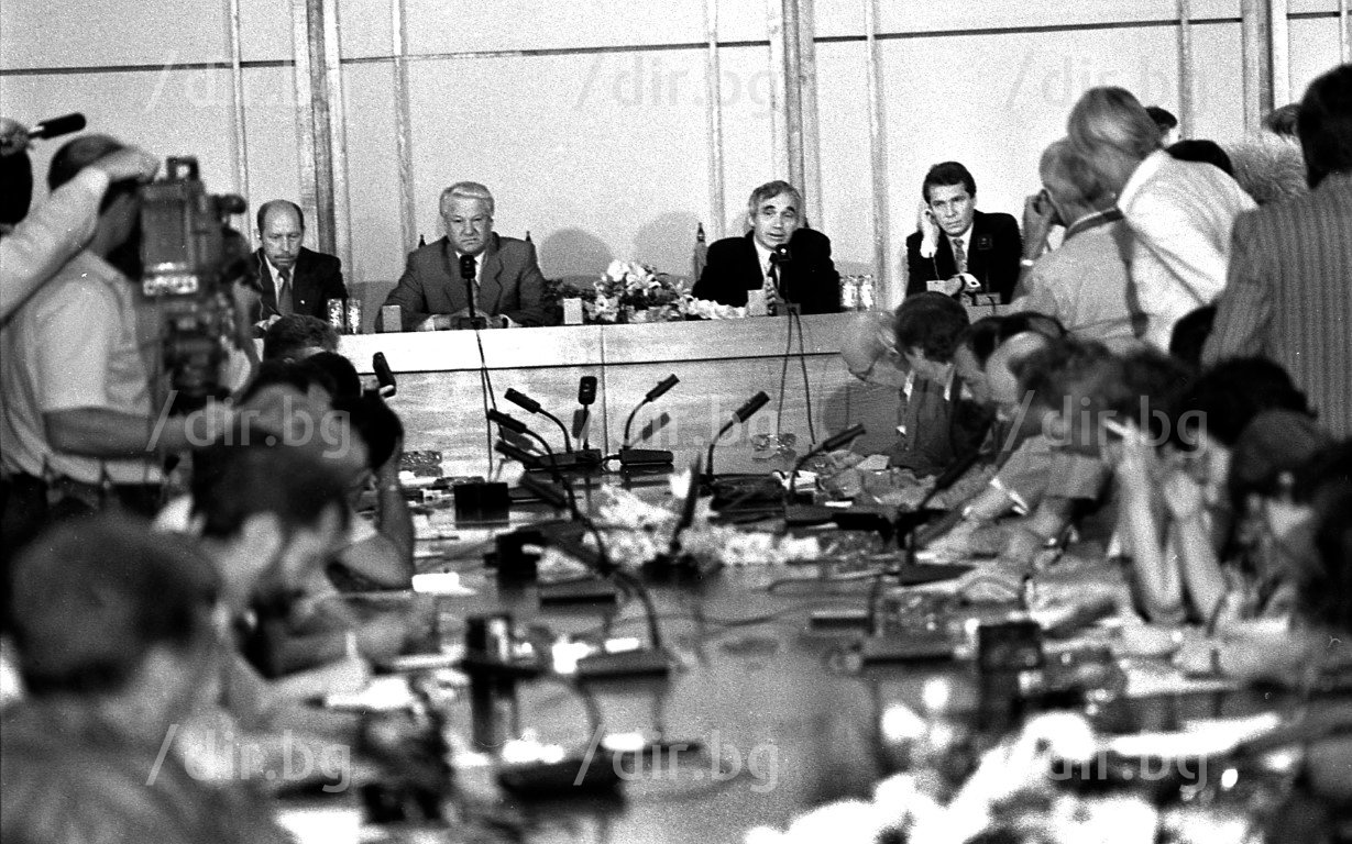 Пресконференция по повод посещението на Борис Елцин