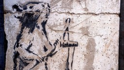 Изчезнала творба на Банкси, рисувана върху стената на Западния бряг, се появи изненадващо в галерия в Тел Авив