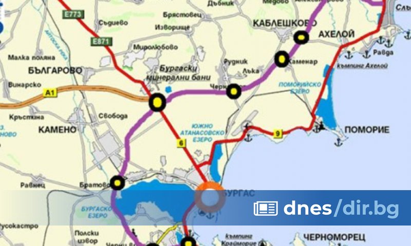 Част от предвиденото трасе на АМ Черно море се предвижда
