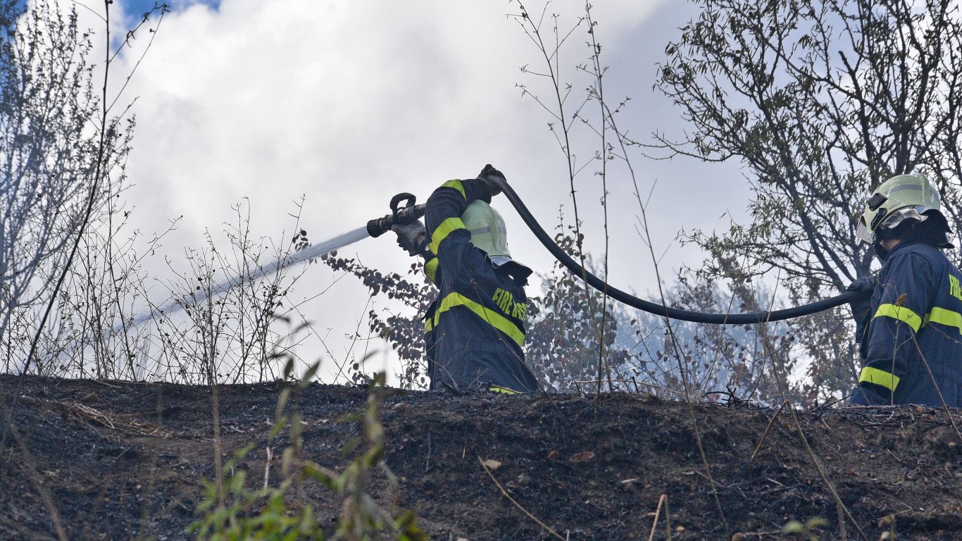 Трети ден гори пожарът над военния полигон "Ново село"