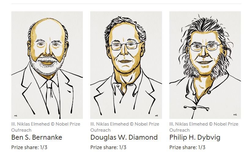 Носителите на Нобелова награда за икономика, 2022 г.: Бен Бернанке, Дъглас Даймънд и Филип Дибвиг