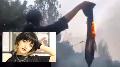 Видеоклипове публикувани в интернет показват как иранска тийнейджърка протестира часове