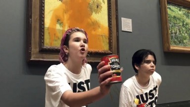 Ecoactivists "attacked" with tomato soup "The sunflowers" of Van Gogh 