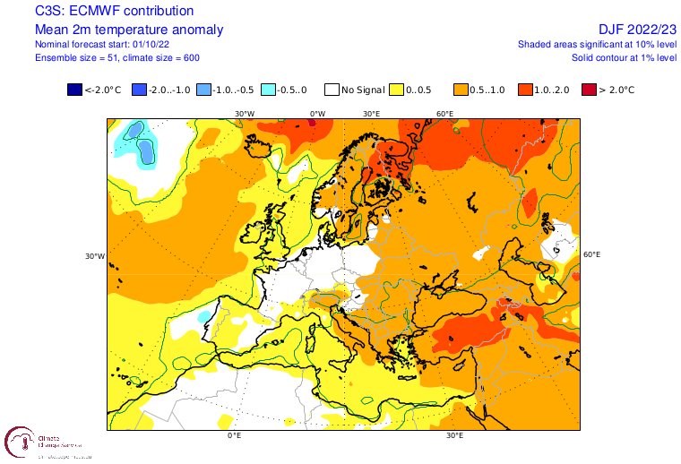 Температурна сезонна прогноза на ЕС