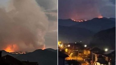 Български хеликотер гаси пожар на границата с Гърция