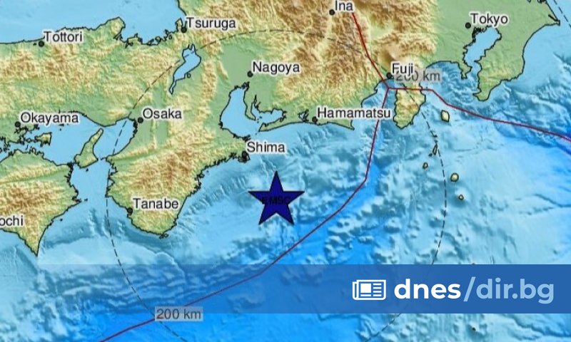Земетресение с магнитуд 6,1 бе регистрирано край Япония днес. Няма