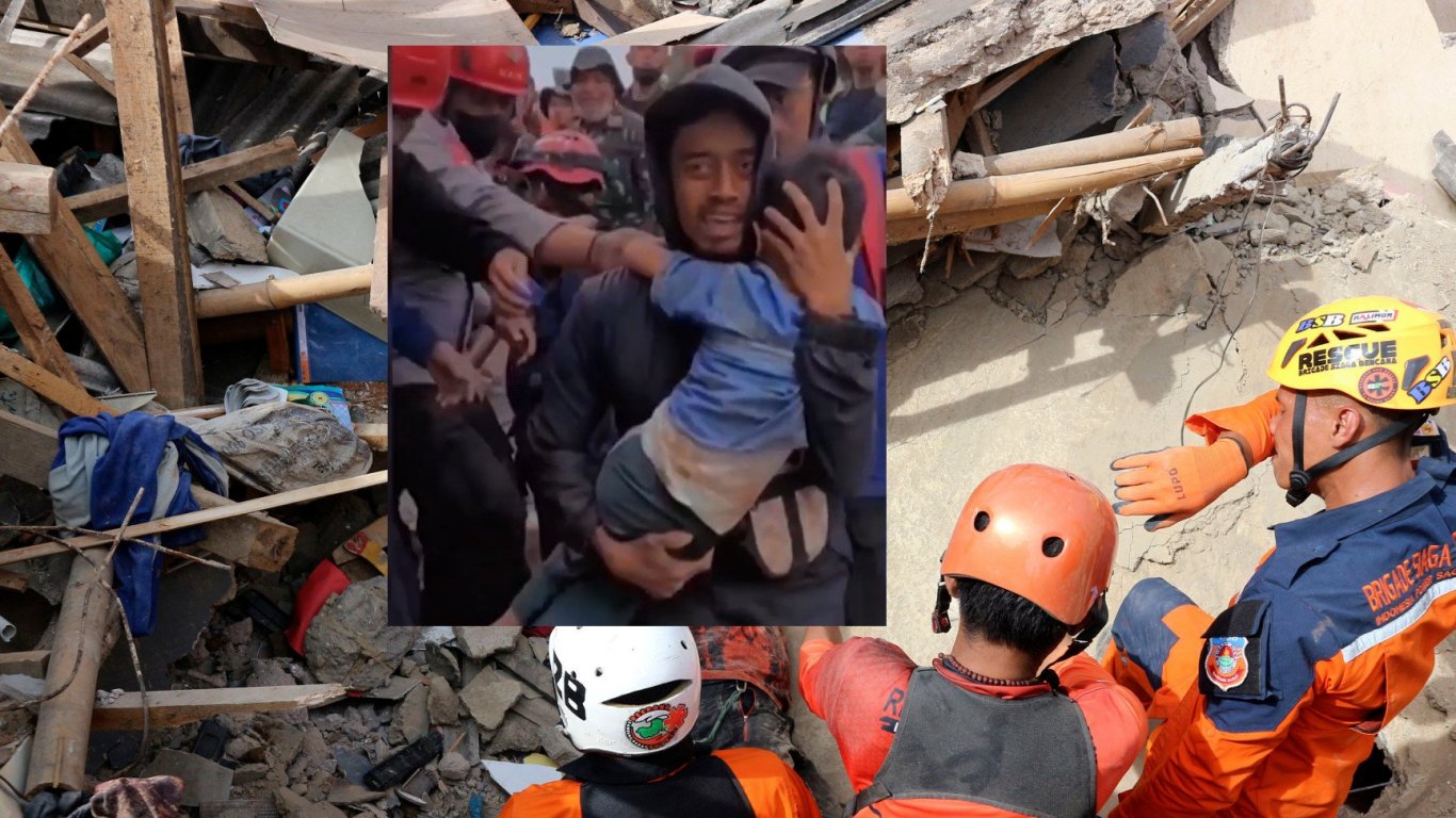 Шестгодишно момче оцеля два дни под развалини след земетресението в Индонезия (видео)