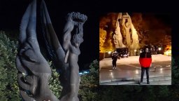 Вандали с джипове се качиха по стъпалата на Паметника на Съединението в Пловдив (видео)