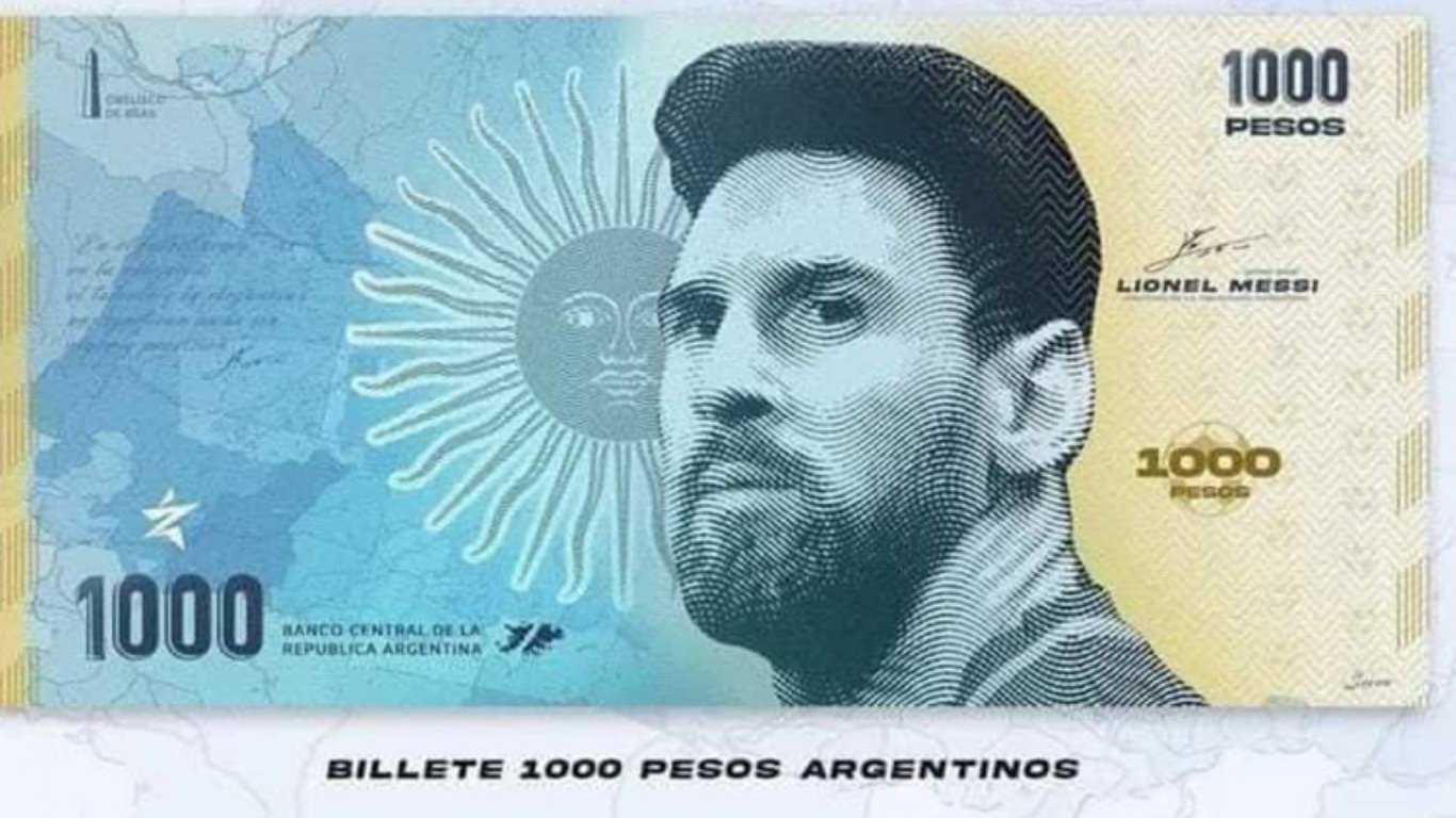 Лео Меси грейва на банкнота в Аржентина