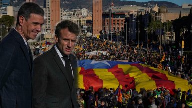 Президентът на Франция Еманюел Макрон и премиерът на Испания Педро