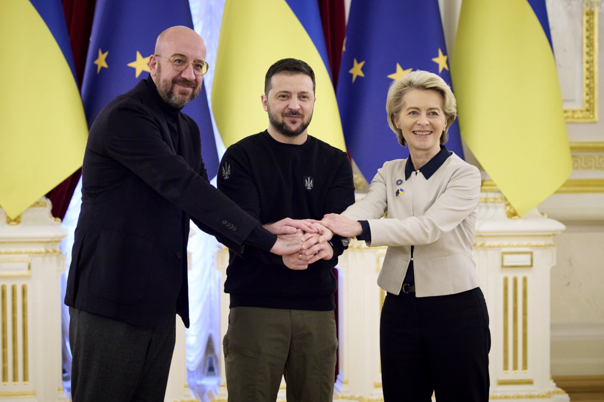 Председателите на ЕС и на ЕК Шарл Мишел и Урсула фон дел Лайен гостуваха на Володимир Зеленски в Киев на 3 февруари