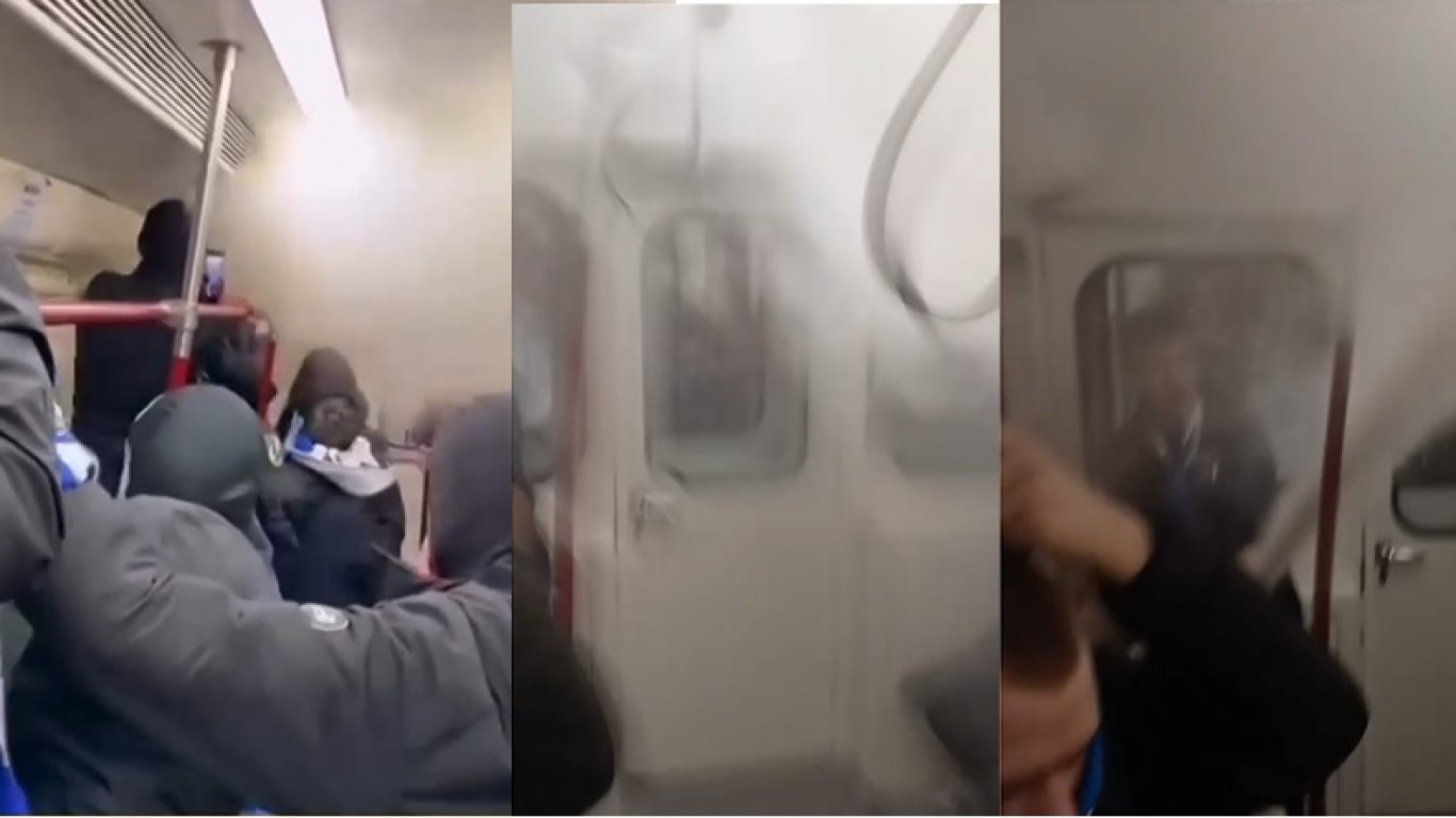 Футболни фенове пръскаха с пожарогасители в метрото, намеси се и полицията (видео)