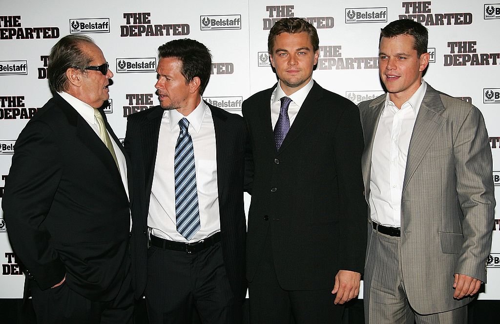 Актьорите Джак Никълсън, Марк Уолбърг, Леонардо ди Каприо и Мат Деймън на премиерата на „От другата страна“ на 26 септември 2006 г. в Ню Йорк