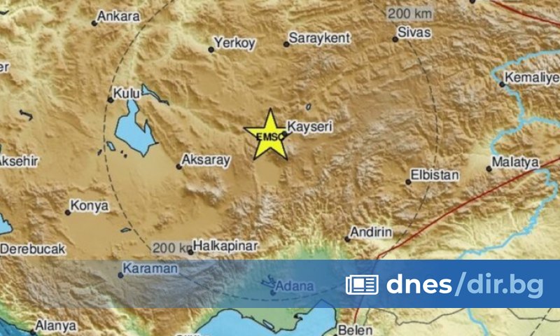 Поредно земетресение е регистрирано в южната ни съседка Турция, показват