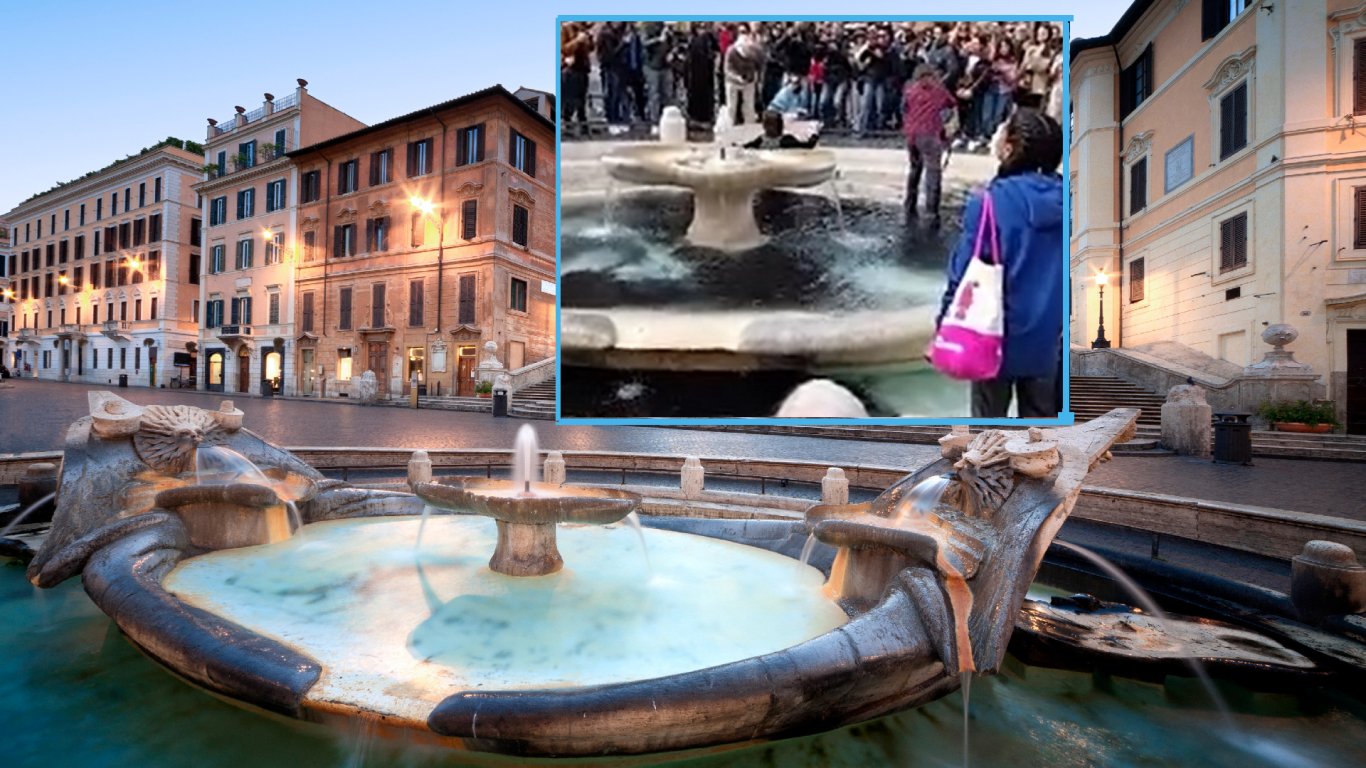 "Климатичен протест": Боядисаха в черно водата на емлбематичен фонтан в Рим (видео)