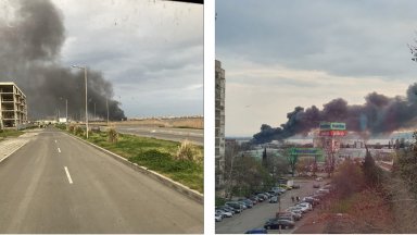 Голям пожар в индустриалната зона на Бургас, пострадал е работник (снимки/видео)