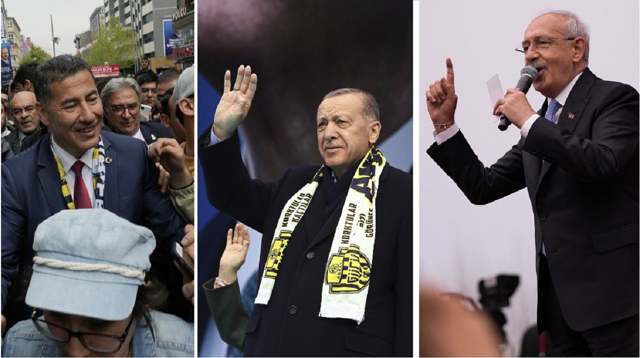 Тримата кандидати за президентския пост - настоящият държавен глава Реджеп Тайип Ердоган от Партията на справедливостта и развитието, Кемал Кълъчдароглу от Народнорепубликанската партия и Синан Оган от алианса АТА.
