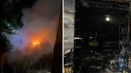 Голям среднощен пожар вдигна накрак пловдивските огнеборци (видео)