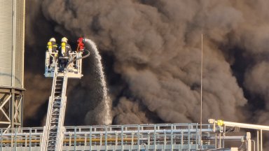 Голям пожар в завод за фуражни храни в Ловеч (снимки)