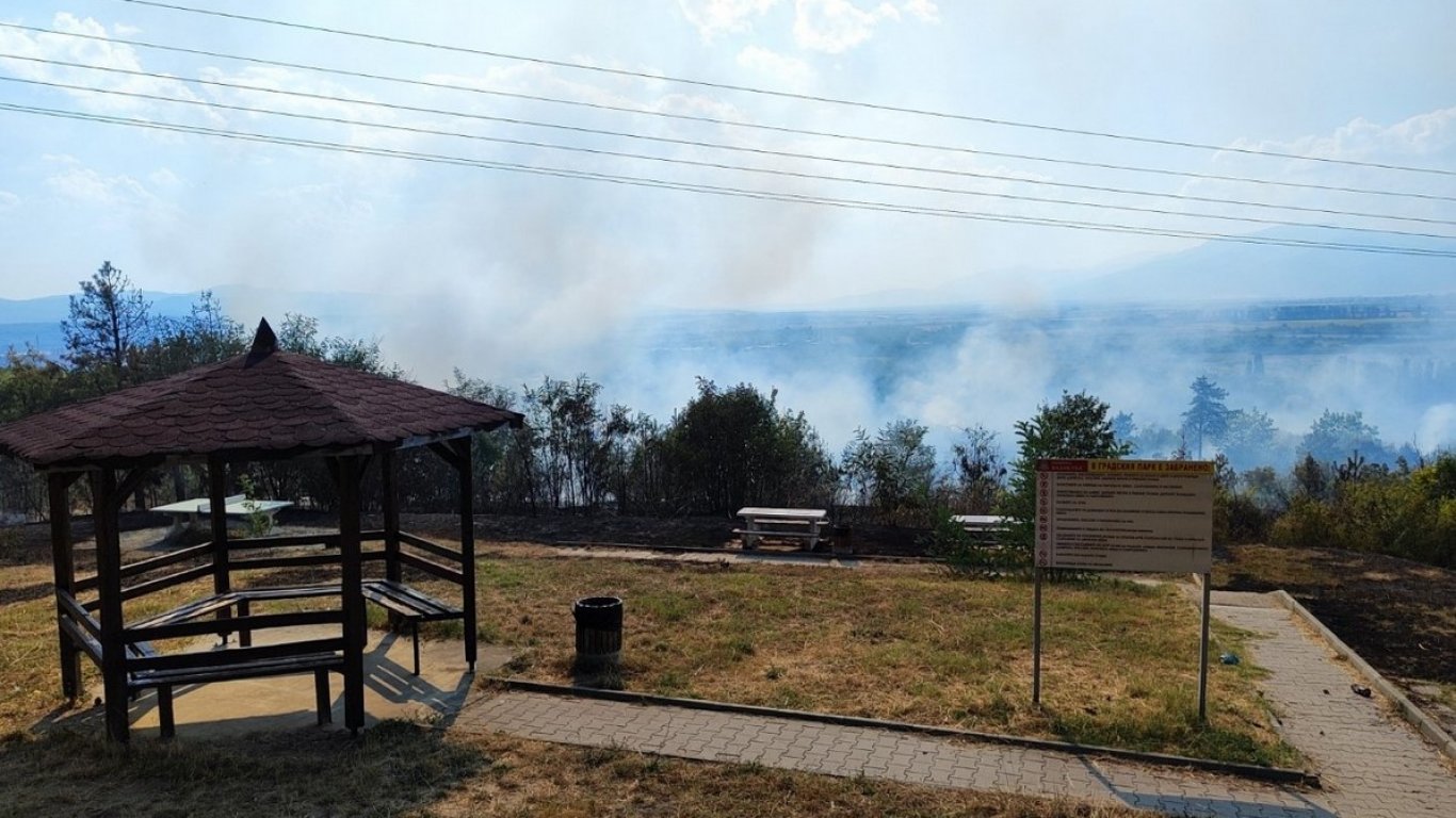 Пожар избухна в парк Тюлбето в Казанлък, горят смесени гори