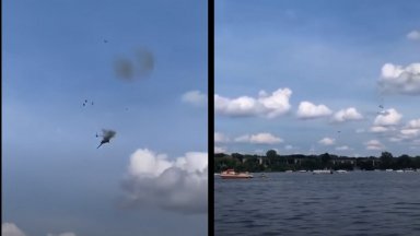 Изтребителят е паднал на паркинга на жилищен комплекс в град