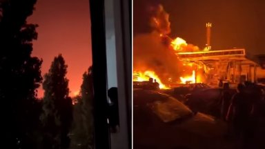 Кадри от мястото на инцидента показват обхваната от пламъци едноетажна