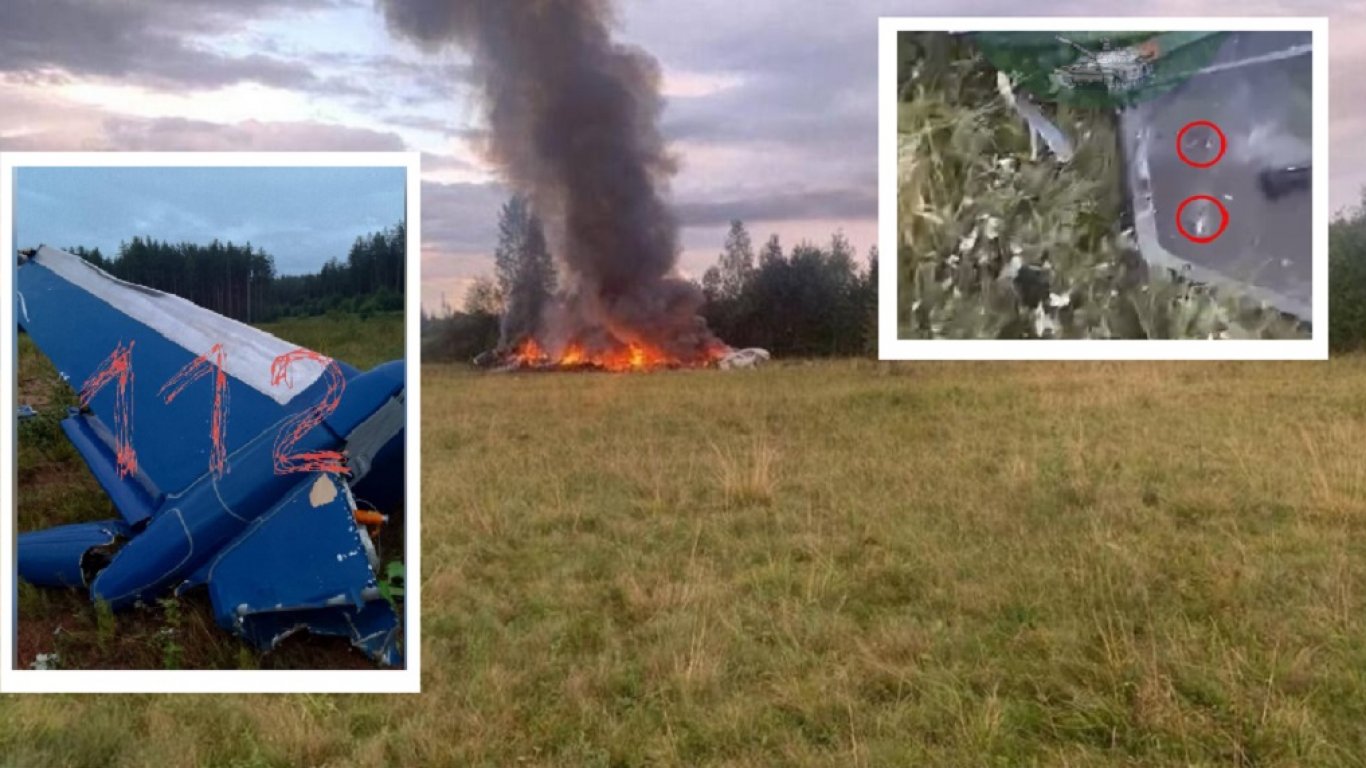 Очевидци разказват за два взрива и липсващо крило преди самолетът на Пригожин да падне 