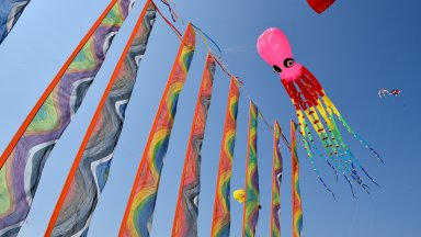 Снимка БТА
Десетки хвърчила с различни форми се реят във