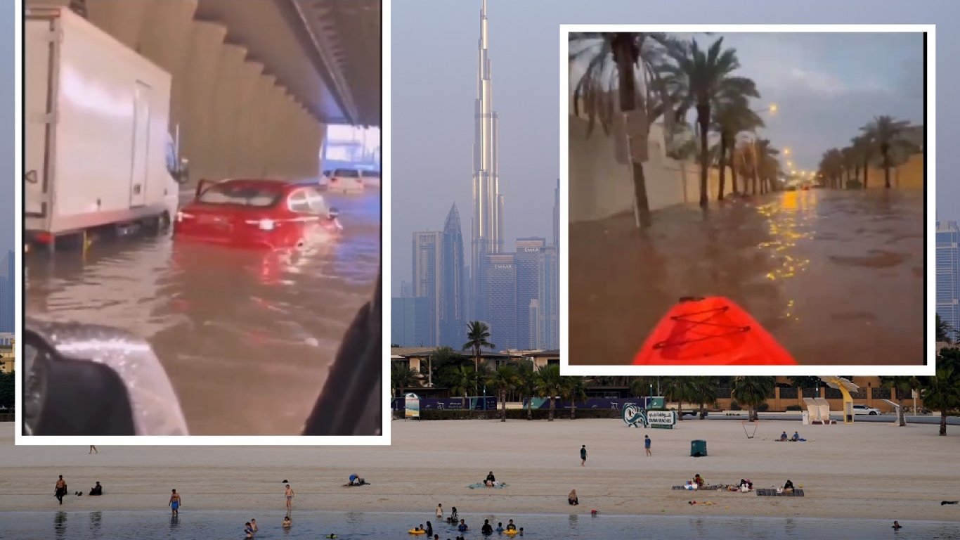 Невиждани дъждове наводниха улиците на Катар и ОАЕ (видео)
