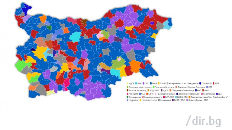 България преди и след изборите: Вижте интерактивната карта на Dir.bg