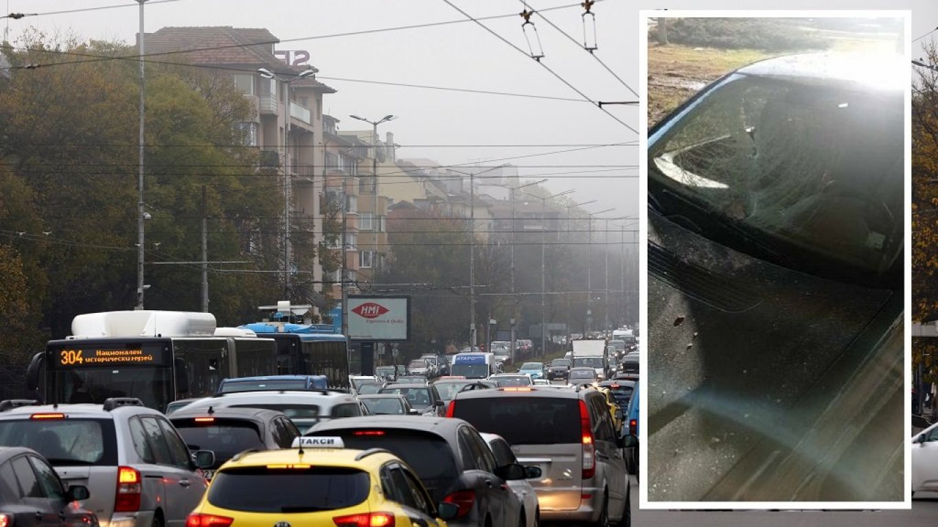 Бетонна отломка от мост падна върху движеща се кола на "Цариградско шосе" в София