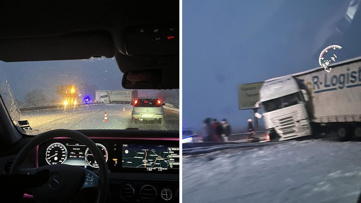 ТИР препречи магистрала "Тракия" към Пловдив, зимната обстановка се усложнява