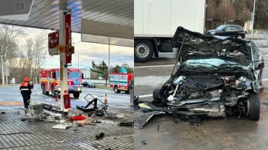Българин умишлено се вряза с колата си в бензиностанция на словашка магистрала (видео)