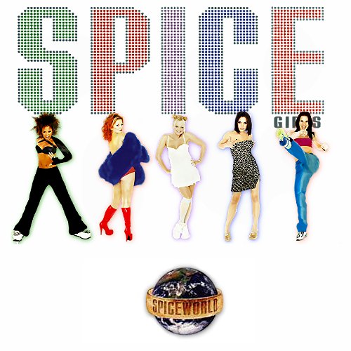 Обложката на култовия албум на Спайс гърлс Spiceworld от 1997 г. 