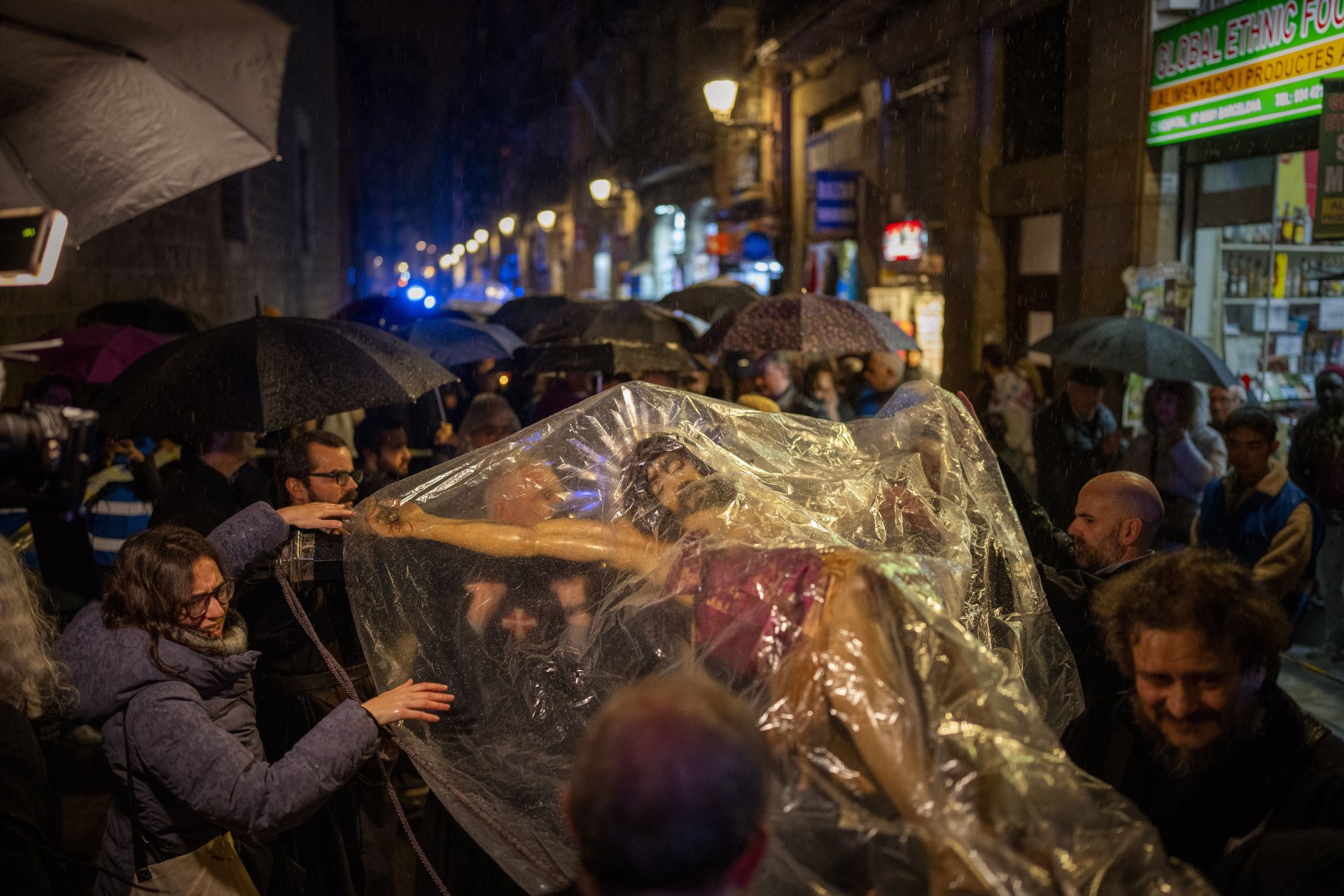 Процесия за дъжд в центъра на Барселона на 9 март 2024 г.