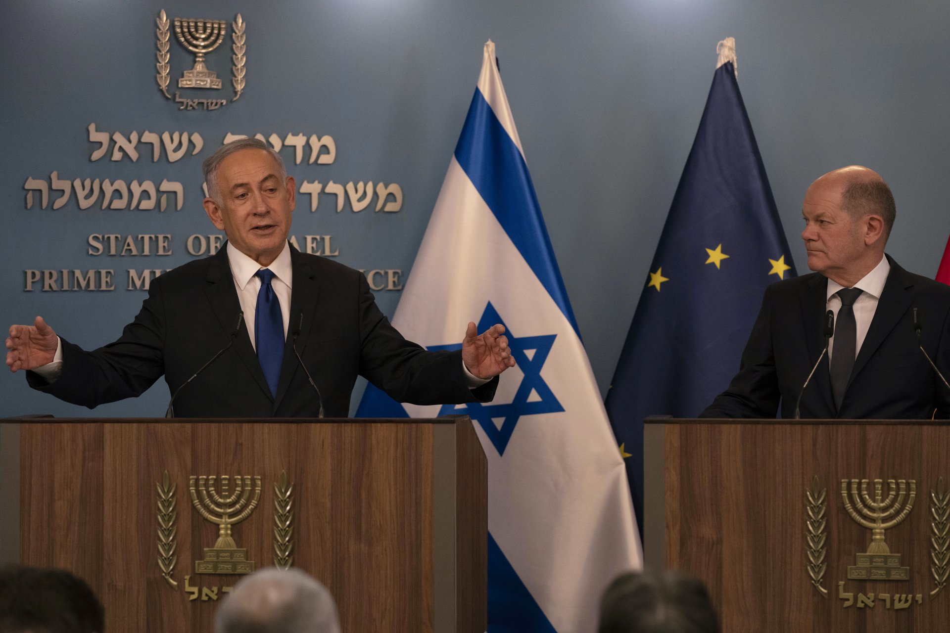 Бенямин Нетаняху и федералният канцлер Олаф Шолц 