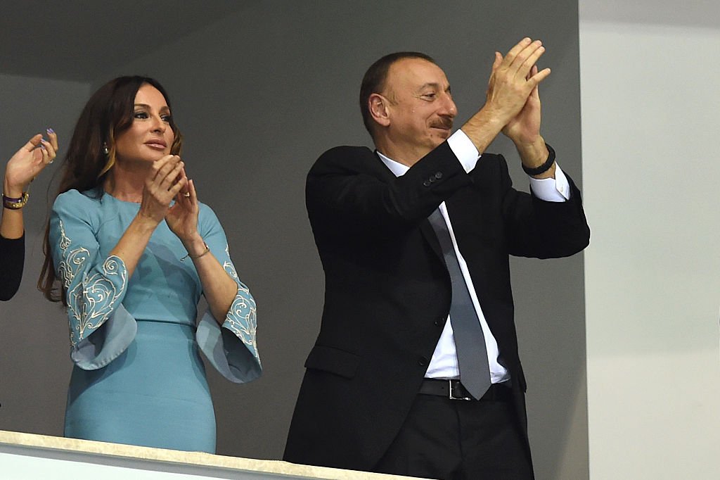 2015 г., Мехрибан Алиева и Илхам Алиев на Европейските игри в Баку