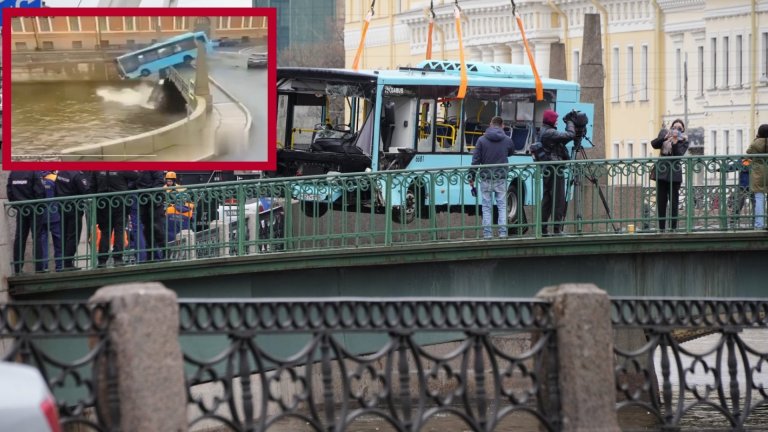 Автобус на глобявана 23 пъти фирма падна в реката в Санкт Петербург, има жертви (видео)