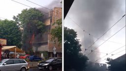 Пламна изоставена сграда в центъра на Стара Загора (видео)