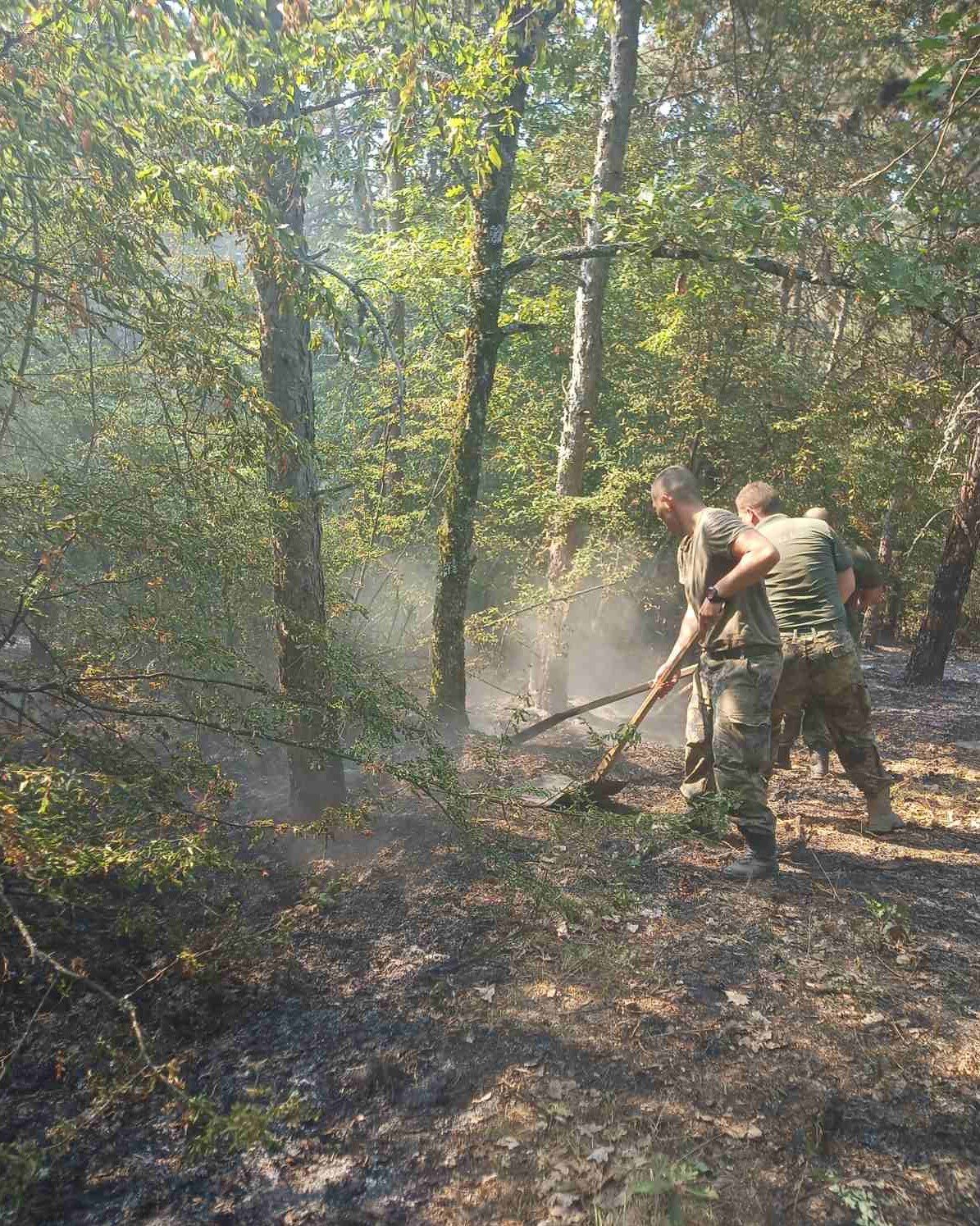 Гасенето на пожара край Отец Паисиево 