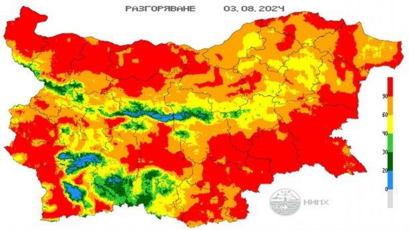 НИМХ алармира за висок риск от пожари в събота 