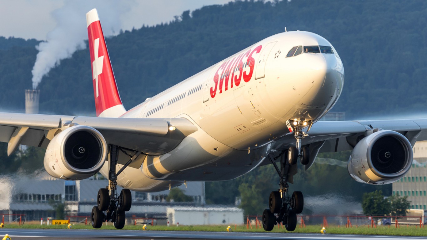 Airbus A330 на компанията Swiss, който ще има балансираща плоча в задната част.