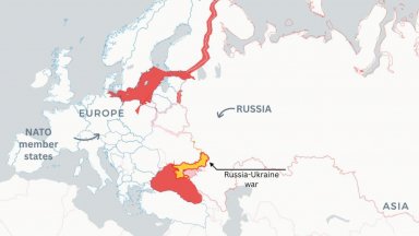 "Нюзуик" пусна карти с възможни военни фронтове между Русия и европейски страни