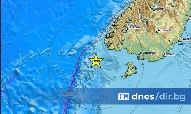 Силно земетресение с магнитуд 6,8 бе регистрирано днес в океана,