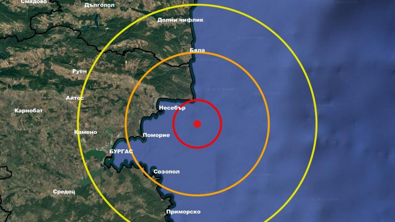 Серия от земетресения край Несебър