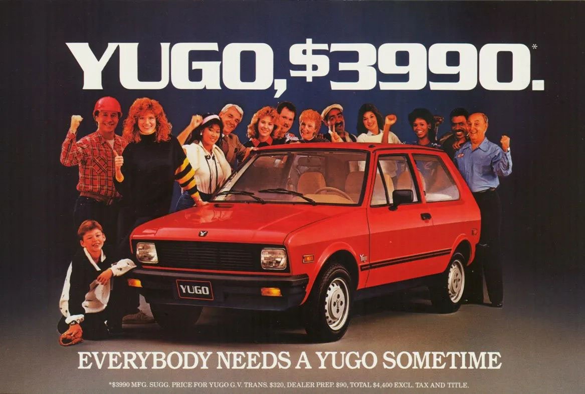 Реклама на Yugo в САЩ за 3990 щатски долара