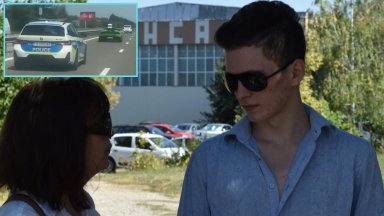 Клип зелено Ламборгини летящо по магистрала Тракия под ескорта на