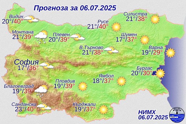 Прогнозата за 06 юли 2025 г.