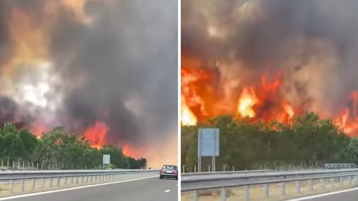 Вижте как огнената буря поглъща АМ "Тракия" (видео)